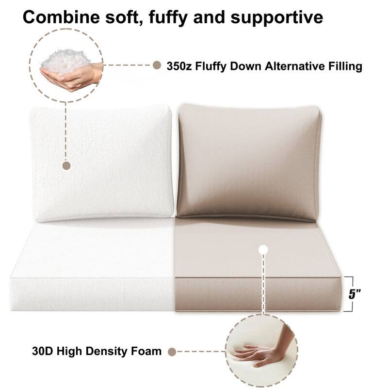 Outdoor Loveseat Cushion Set (Set of 1 Seats,48x24in, 2 Backs,24x18in )