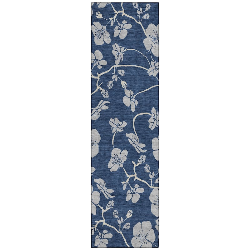 Machine Washable Indoor/ Outdoor Floral Zen Chantille Rug
