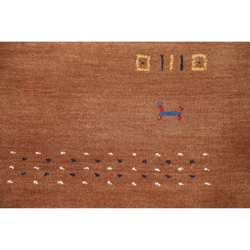 Hand Knotted Oriental 100% Wool Carpet Tribal Tribal Brown Gabbeh Area Rug - 5' 9'' X 4' 1''