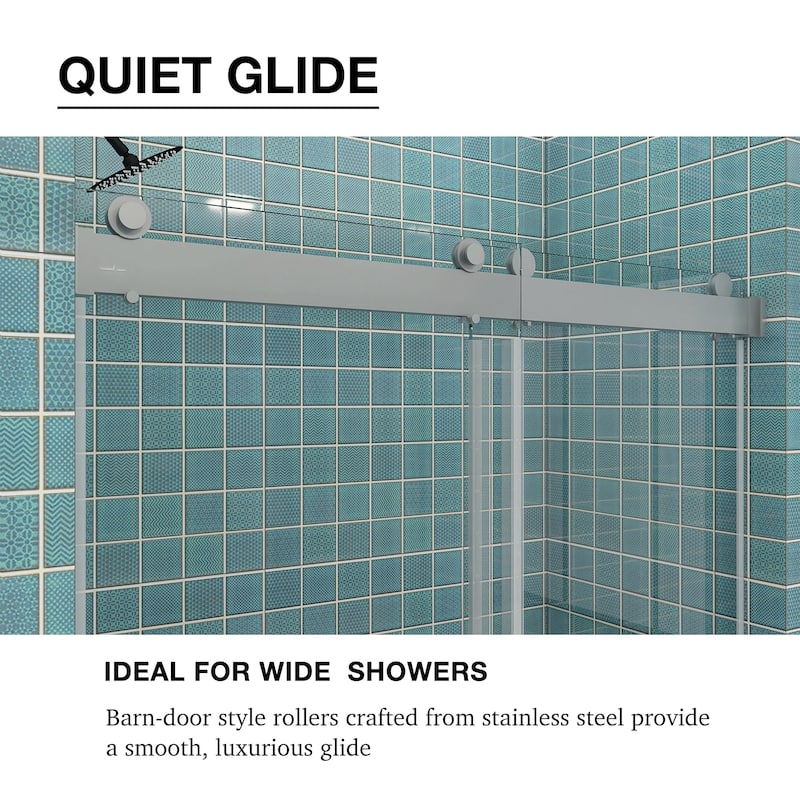 48/60/72 in. W Sliding Frameless Shower Door in Chrome with Tempered glass