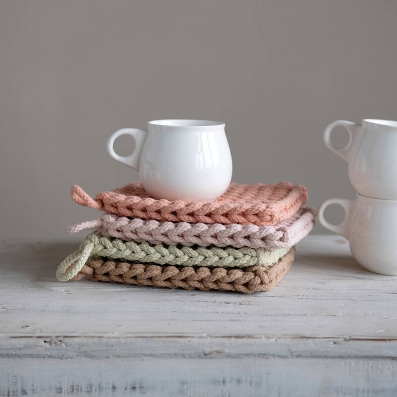 Square Cotton Crocheted Pot Holders (Set of 4 Colors)