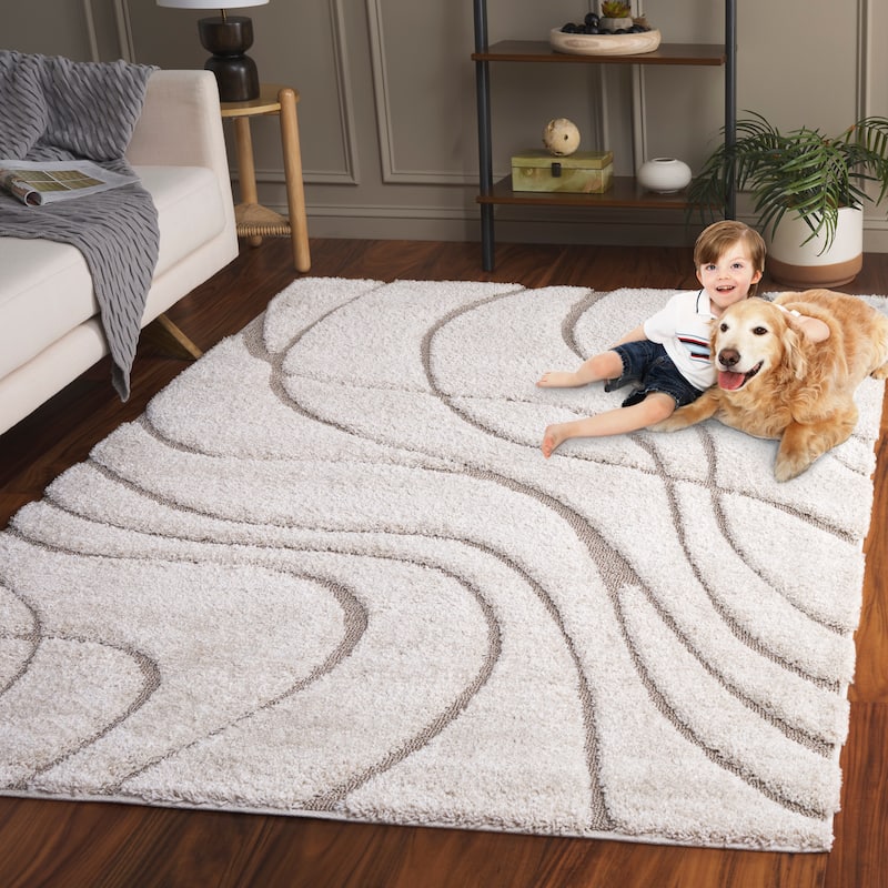 SAFAVIEH Florida Shag Staka Abstract Waves 1.2-inch Area Rug