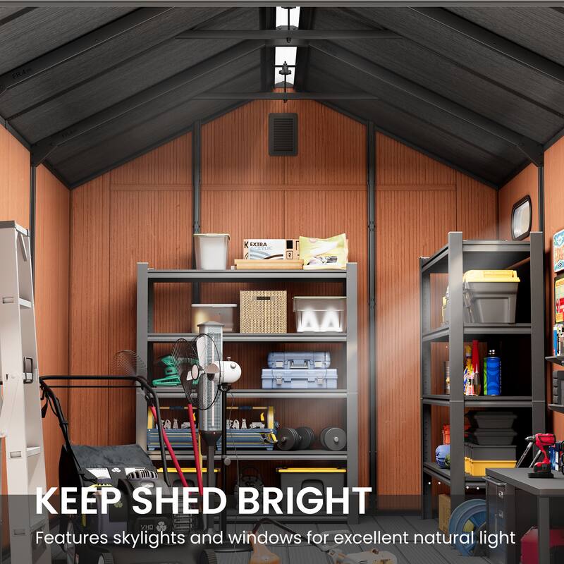 8' x 8' / 8' x 10'/ 8' x 12' Outdoor Storage Shed with Lockable Double Doors for Garden, Backyard, Patio