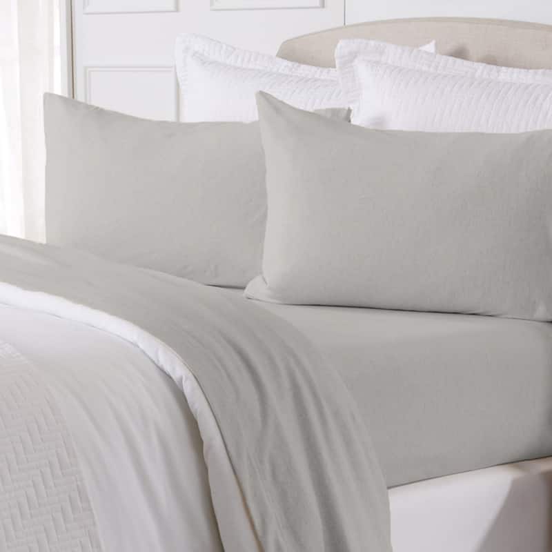 Premium Cotton T-Shirt Jersey Knit Sheet Set - Full - Light Grey