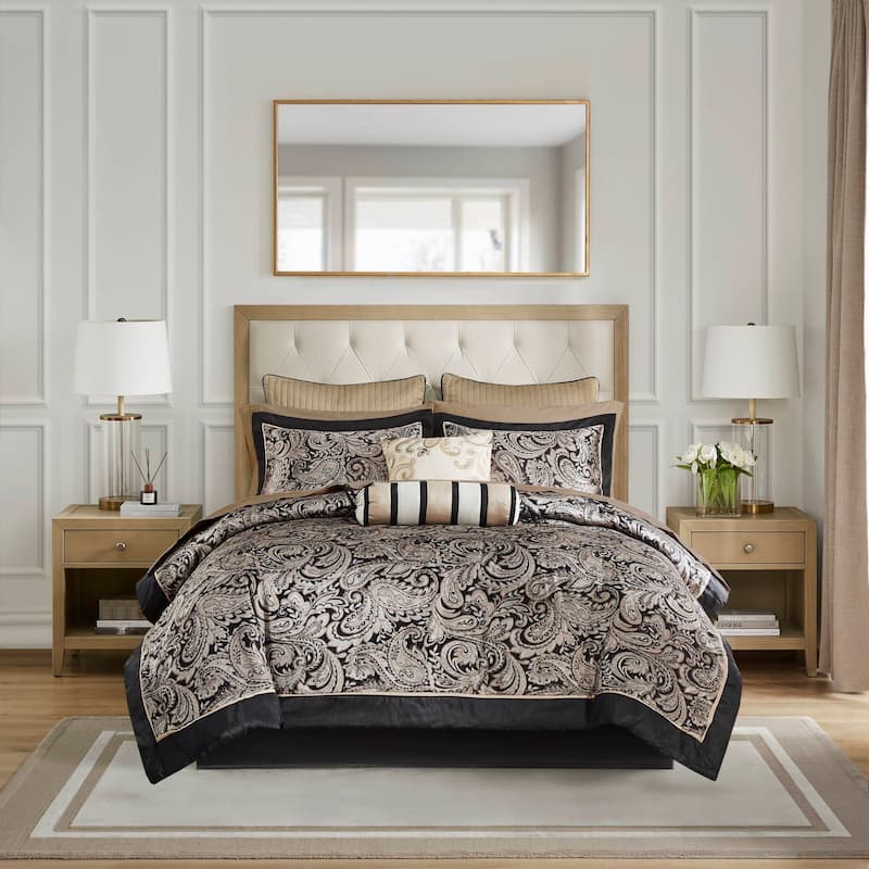 Madison Park Wellington 12 Piece Comforter Set with Cotton Bed Sheets - Queen