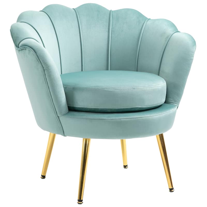 HOMCOM Elegant Velvet Fabric Accent Chair/Leisure Club Chair with Gold Metal Legs for Living Room - 29.5" x 24.75" x 28.75"
