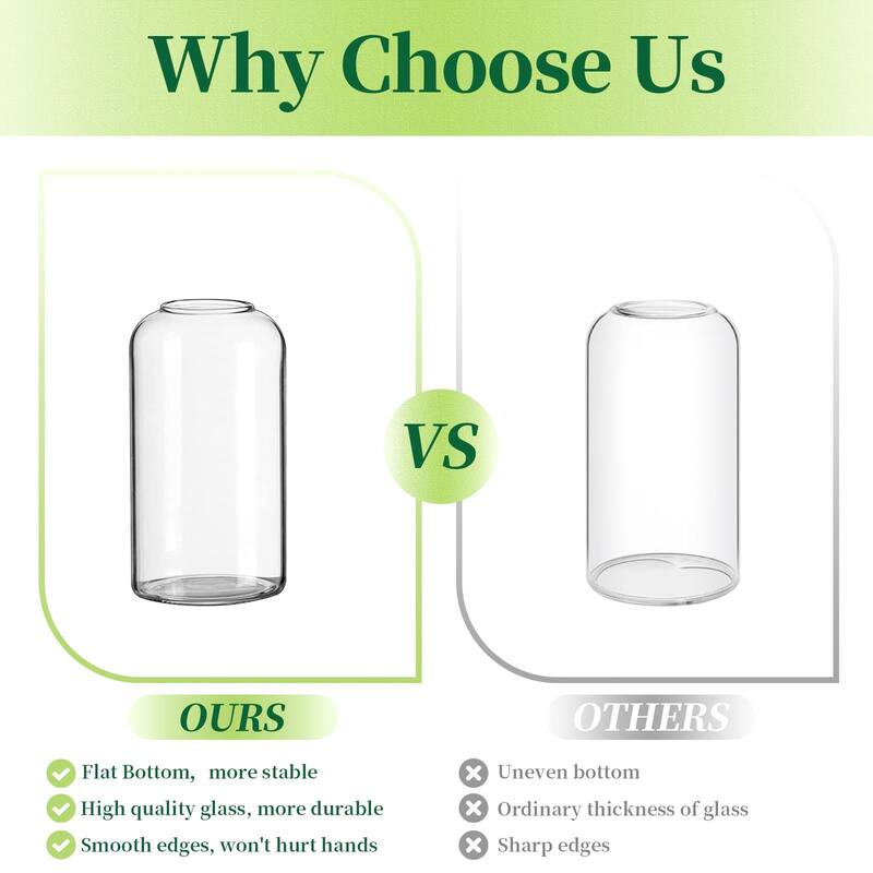 Glass Bud Vases for Flowers - Blown Modern Small Glass Vases for Centerpieces Set of 12, Mini Clear Bulk Flower Vases