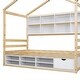 preview thumbnail 32 of 57, Wooden House-shaped Twin House Bed with Bedside Built-in Storage Shelves,Under Bed Storage,Kids and Baby