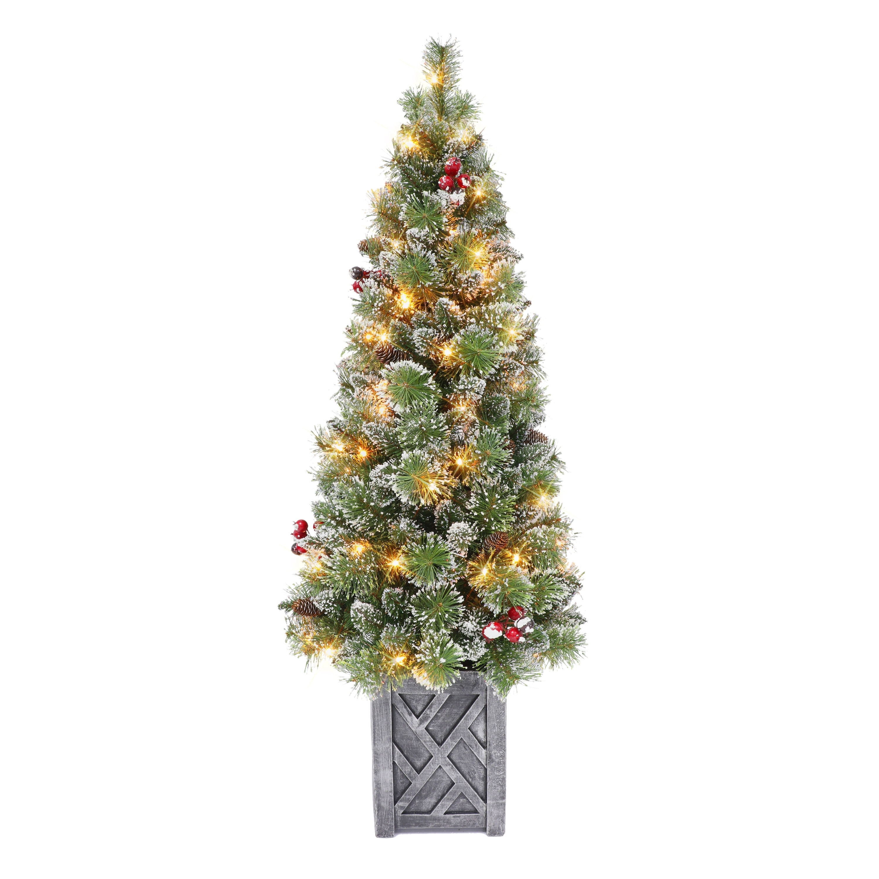 Puleo International 5 ft. Pre-lit Potted Vancouver Pine Artificial Christmas Tree