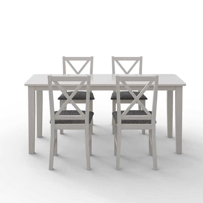 VECELO 3/5 Piece Farmhouse Dining Set 47" Dining Table Set Solid Wood Dining Room Set for Small Spaces Kitchen Table Set