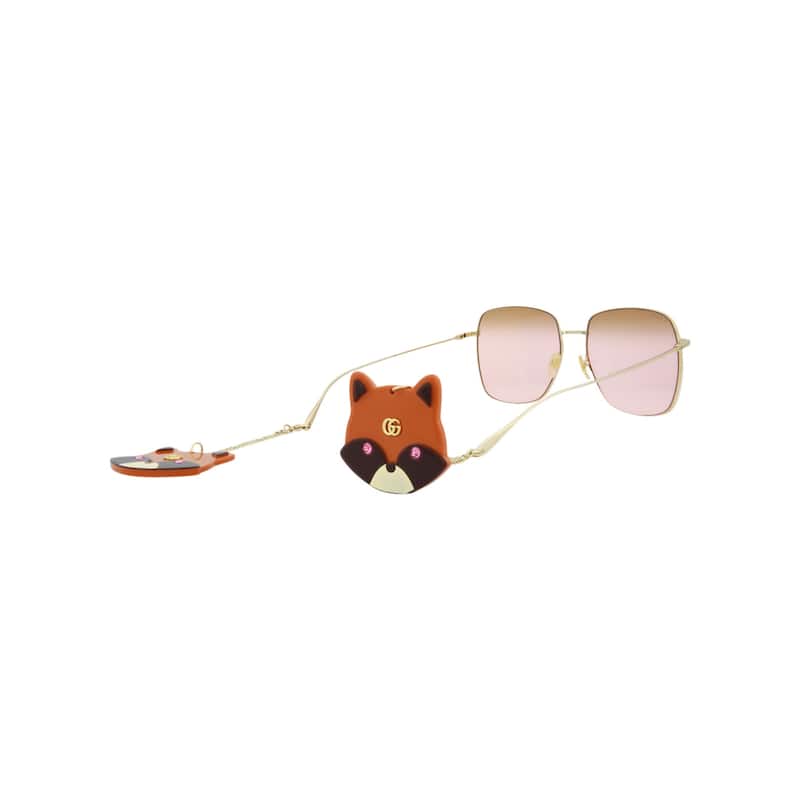 Gucci Square-Frame Metal Sunglasses