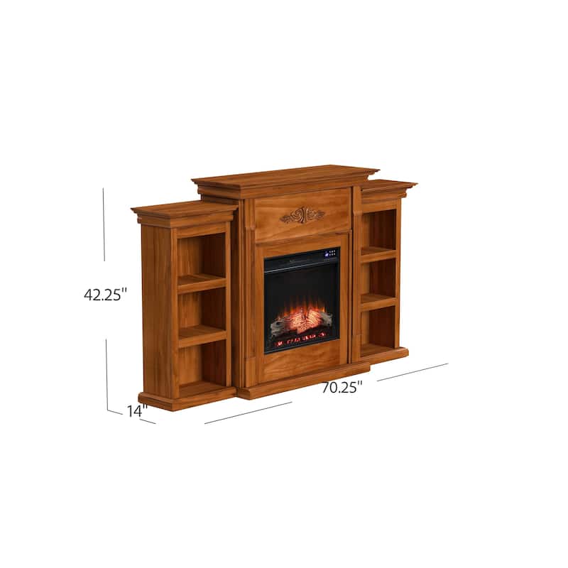 SEI Furniture Jennifer Electric Fireplace and Mantel with Bookshelves