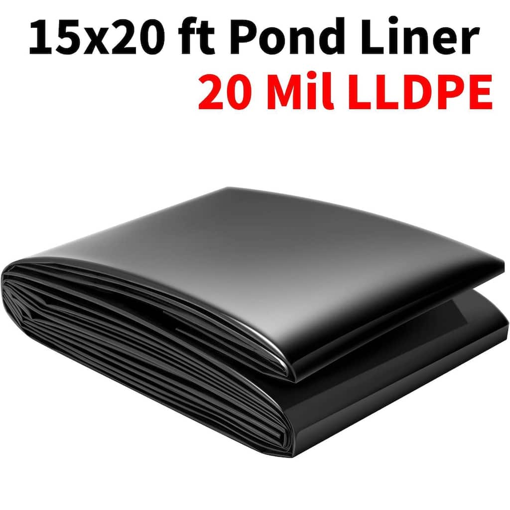 15x20 ft 20 Mil LLDPE Pond Liner, Waterproof Sheet for Outdoor Ponds, Waterfall, Pool, Fountain, Garden