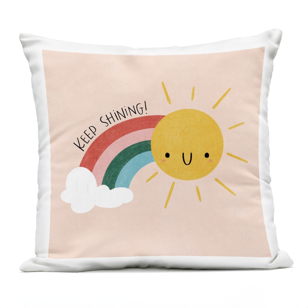 Stupell Keep Shining Inspirational Rainbow Printed Outdoor Throw Pillow Design by Sarah Hickman