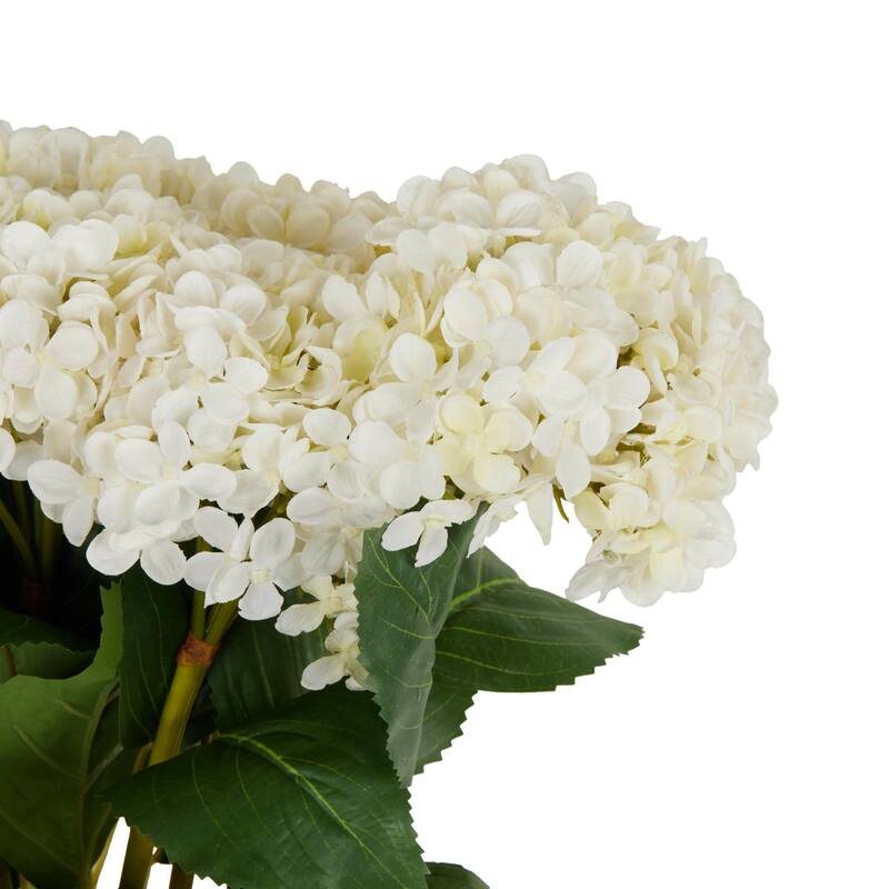 Faux Foliage Hydrangea Tall Artificial Flower Stem - Set of 8 White - Roche River Decor