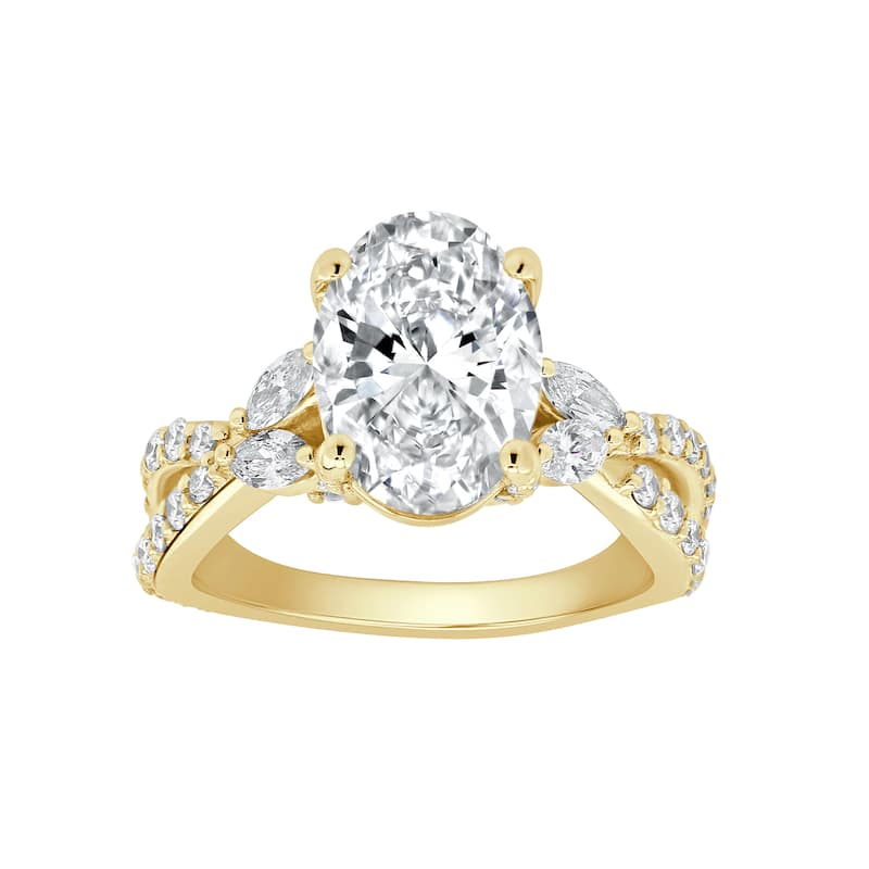 Auriya 14k Gold 6 1/2ctw Oval Lab grown Nature's Inspired Diamond Engagement Ring (E-F VS) - Yellow - 5