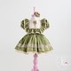 preview thumbnail 5 of 6, Special Occasion Baby Dress Set with Ruffle and Lace Guipure 12 - 18 Months - Green