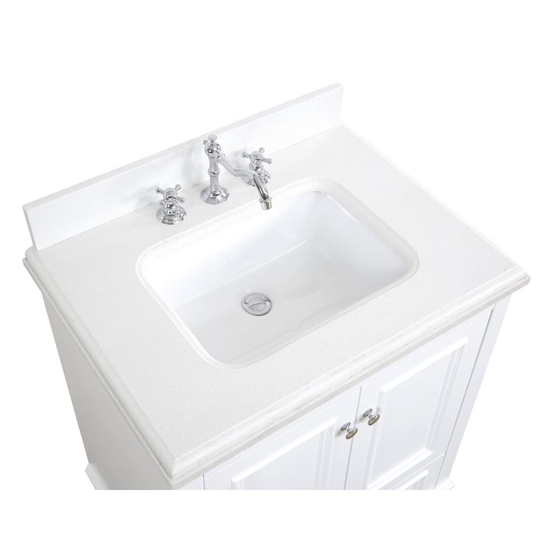 KitchenBathCollection Nantucket 30" Bathroom Vanity with Quartz Top