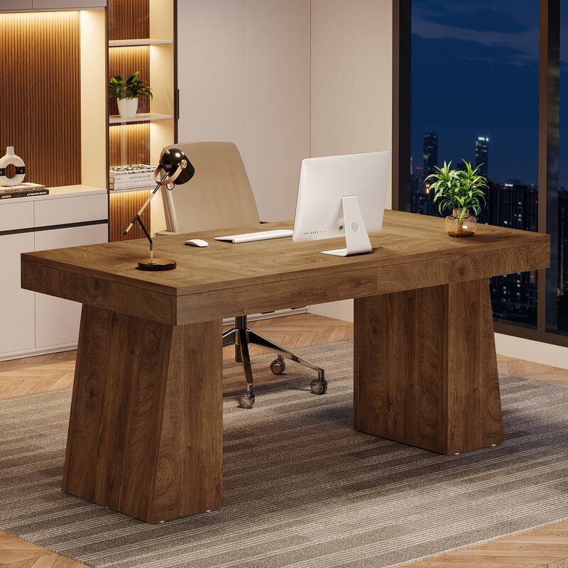 55 Inches Executive Desk, Home Office Desk, Wood Computer Desk