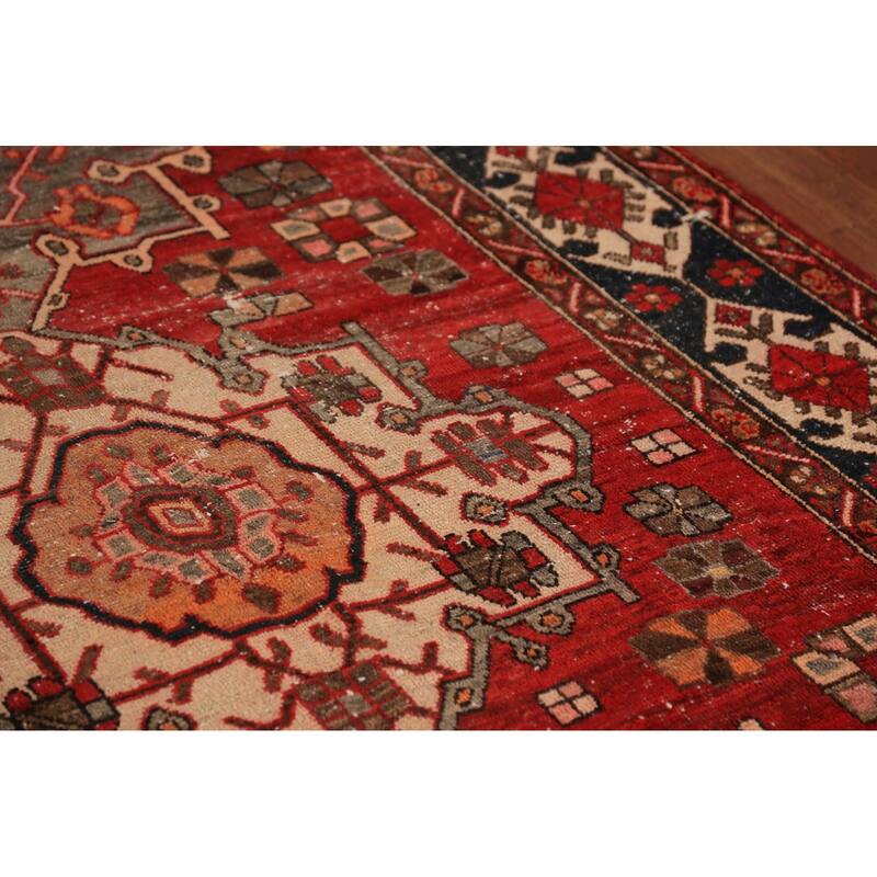 Geometric Bakhtiari Persian Vintage Area Rug Handmade Wool Carpet - 5'6" x 9'10"