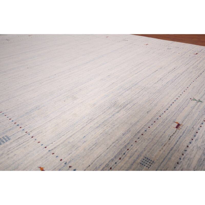 Striped Tribal Gabbeh Indian Area Rug Hand-Knotted Wool Carpet - 8'4"x 9'10"