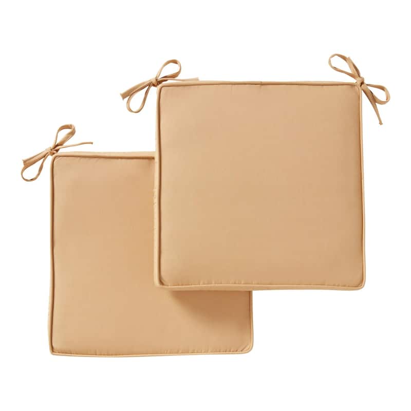 Sunbrella Indoor/ Outdoor 17-inch Square Corded Chair Pad (Set of 2) - Canvas Wheat