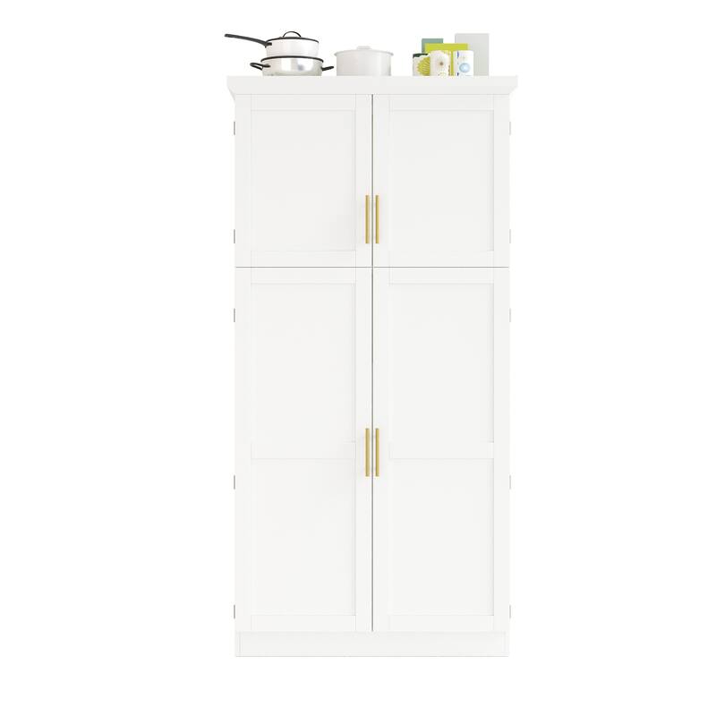 70.9 inch Freestanding Kitchen Cabinet, Tall Storage Cabinet with 4 Doors, 2 Door Shelves, 8 Pull-out Trays and Adjustable Shelf
