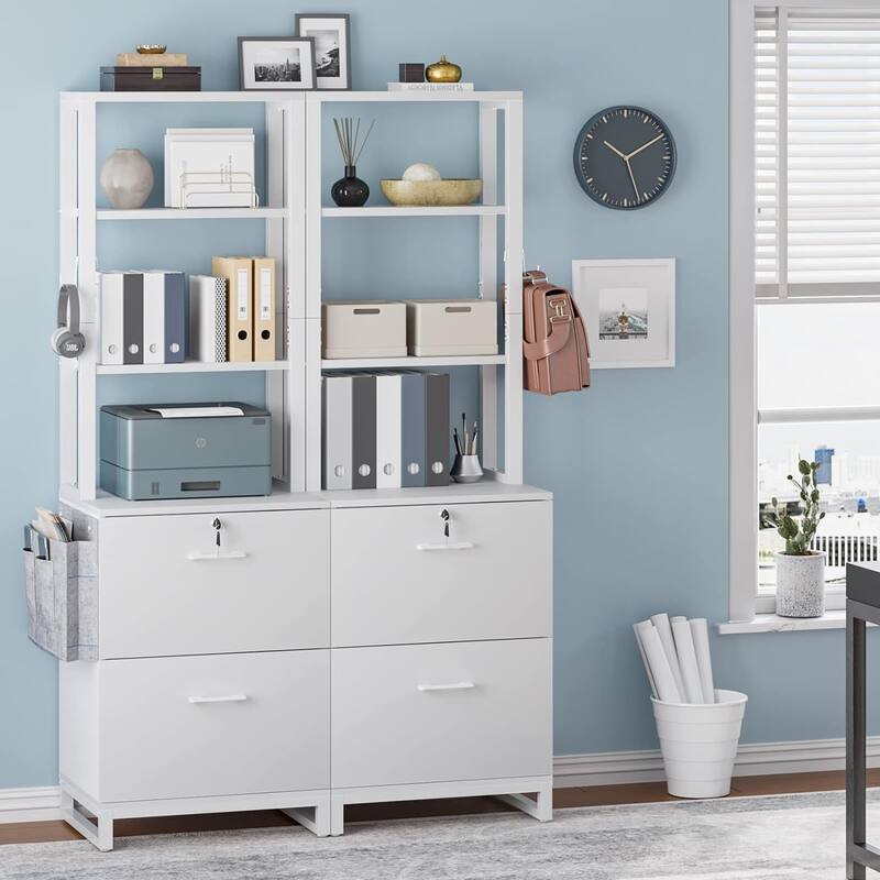 File Cabinet 2 Drawer Lock Filing Cabinet Printer Stand Bookshelves