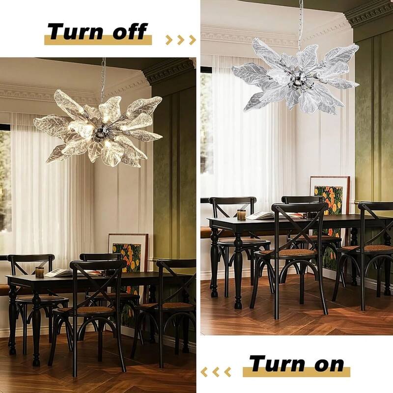 KAYLA D31.5" 18-Light Modern Chandelier, Bionic Leaf Chandelier - 31.5in