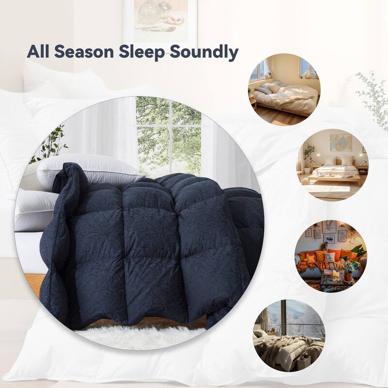 All Season Medium to Extra Warmth White Feather Down Comforter Duvet Insert