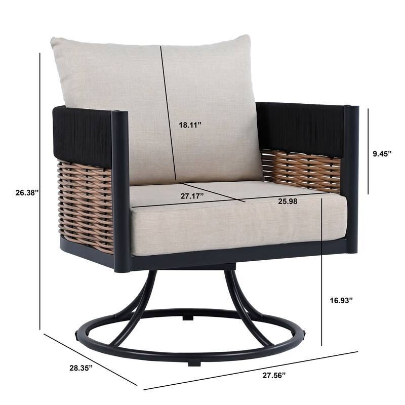 SAFAVIEH Outdoor Living Harrison Swivel Chair - 28"W x 28"D x 26"H
