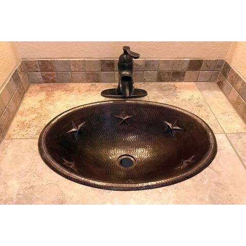 19-in Oval Star Self Rimming Hammered Copper Sink (LO19RSTDB)