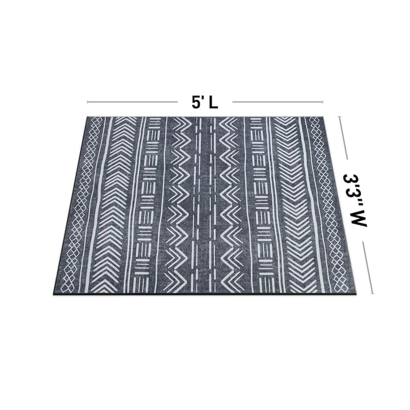 Contemporary Geometric Bohemian Machine Washable Area Rug