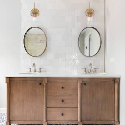 Haven 7 in. 1-Light Old Satin Brass Wall Sconce Light with Clear Rippled Glass Shades for Bathrooms