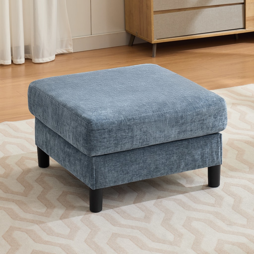 Chenille Upholstered Square Ottoman Footrest