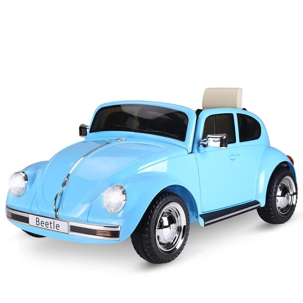 slide 2 of 5, Volkswagen Beetle 6V Ride-On Car for Kids with Remote Control, MP3 Blue