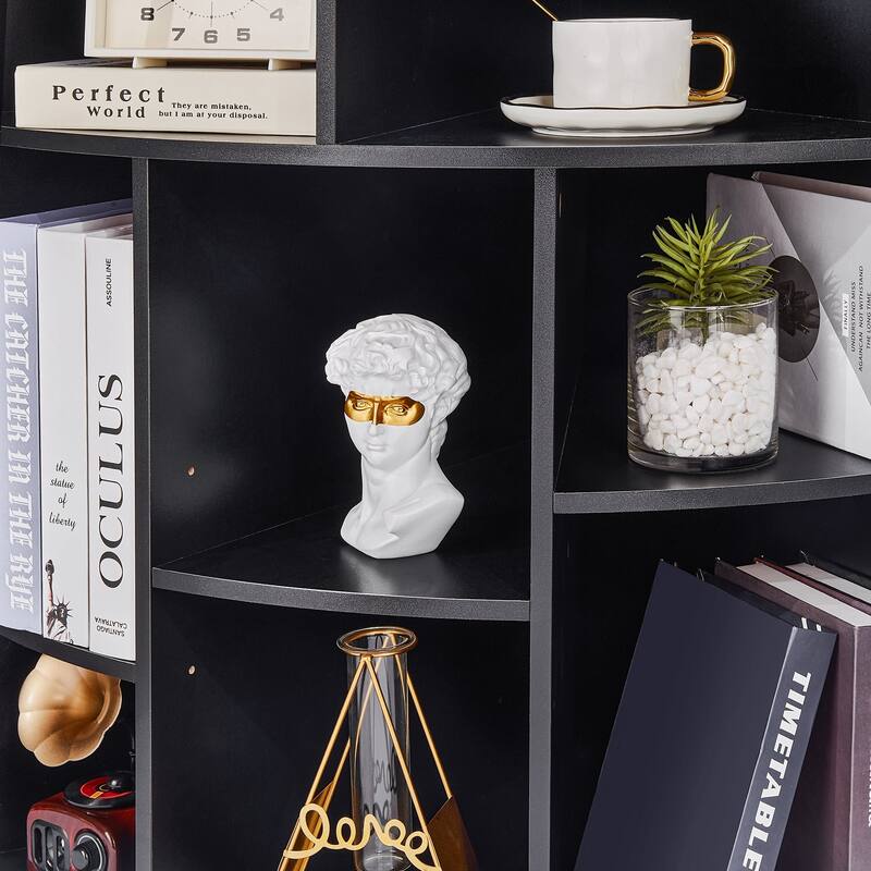 VECELO Corner Cabinet with Charging Station or No Charging Station 3-Tier Bookcase Storage Organizer Triangle Corner Bookcases