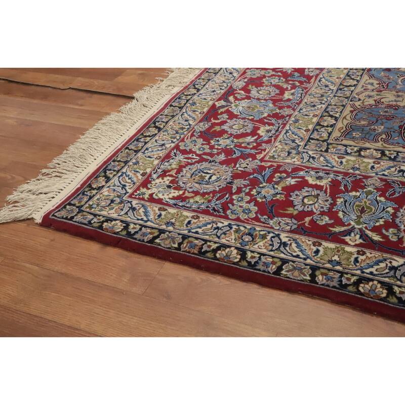Hand Knotted Oriental 100% Kork Wool Carpet Traditional Floral Beige & Ivories Isfahan Area Rug - 10' 7'' X 6' 7''