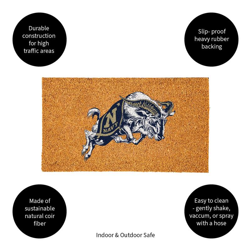 Coir Door Mat, 16"x 28", US Naval Academy - 28" x 16"