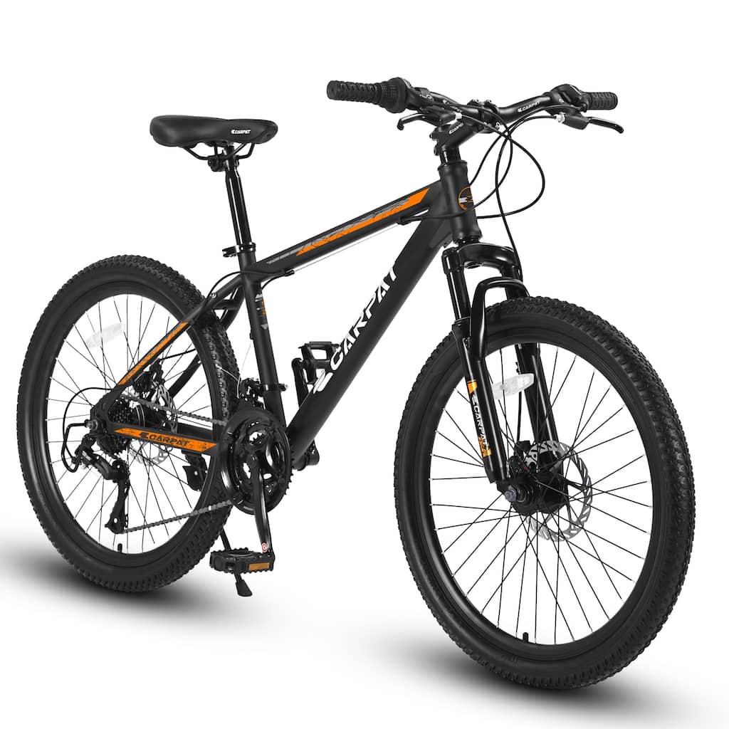 Mountain Bike High-Carbon Steel Frame with Shocks, 21 Speeds City Road Bicycle with Mechanical Disc Brakes for Adult & Teens