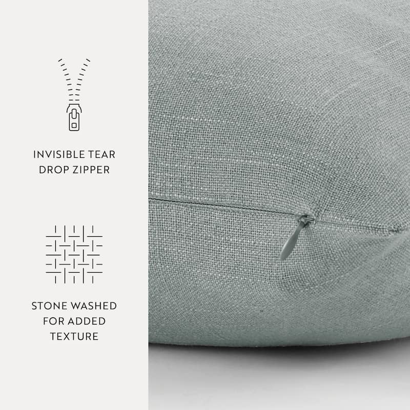 Washed and Distressed Cotton Decor Throw Pillow in Stone Washed