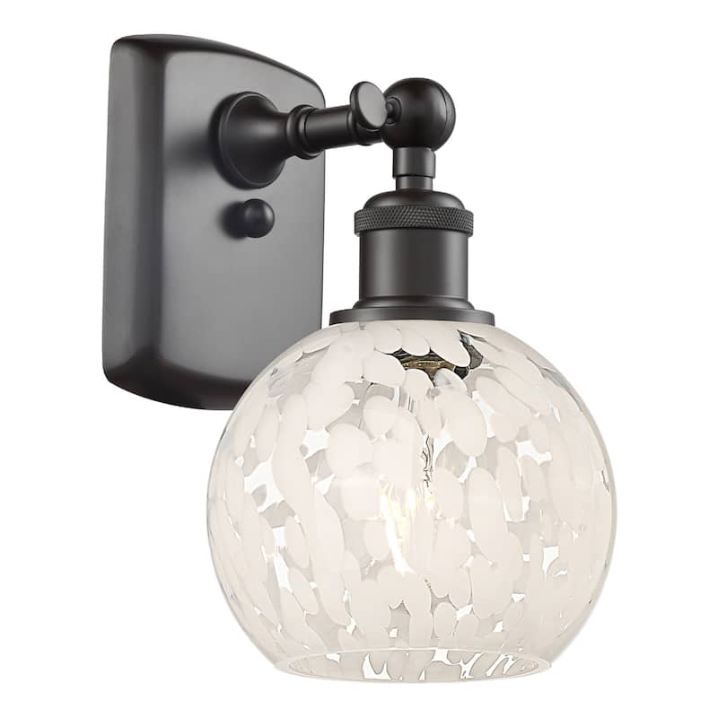 Innovations Lighting 516-1W-9-6 White Mouchette Sconce White Mouchette - Oil Rubbed Bronze / White Mouchette