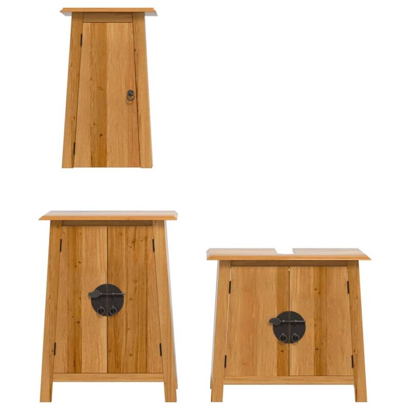 vidaXL Bathroom Furniture Set Wood Tone Solid Pine Wood
