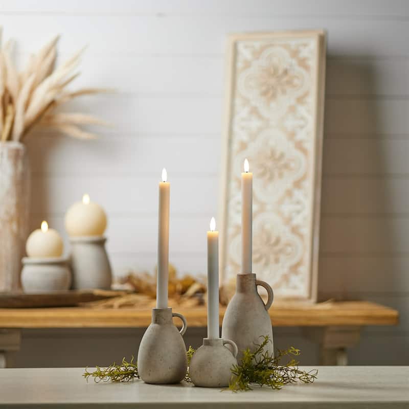 LED Lighted Flameless Taper Candles - 11" - White - Set of 2