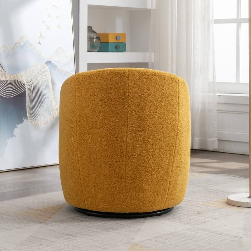Swivel Barrel Chair,Teddy Fabric Upholstered Modern Round Accent Arm Chairs