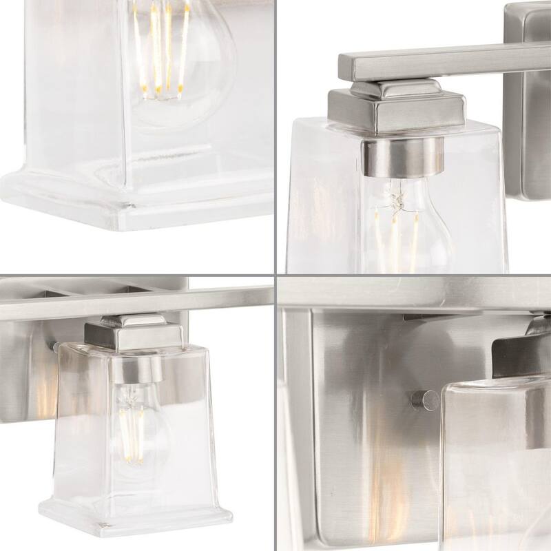 Gilmour Collection Three-Light Brushed Nickel Clear Glass Vanity Light - 20.12 in x 5.5 in x 7 in