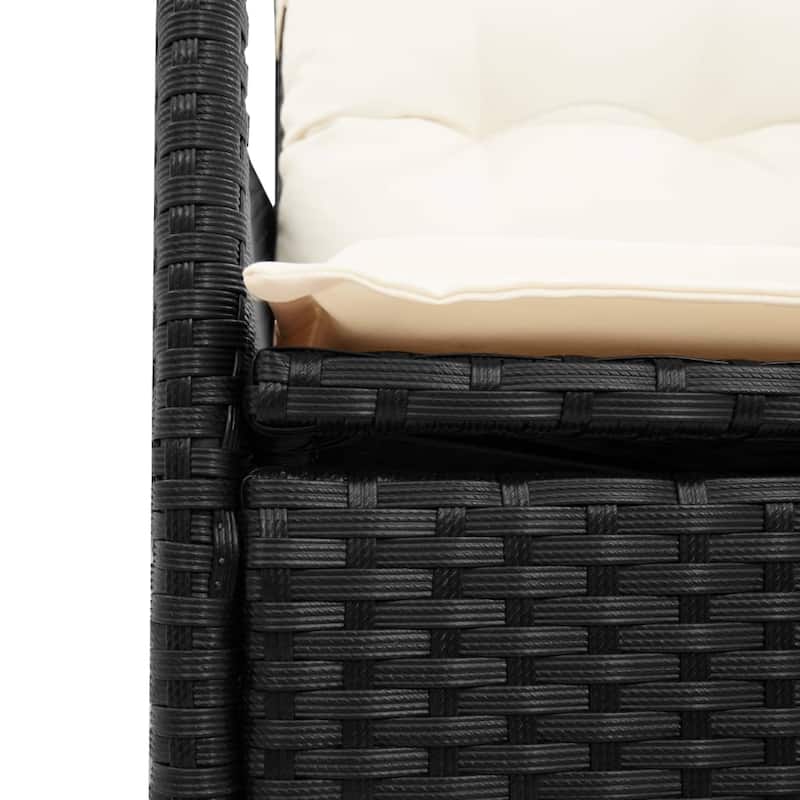 vidaXL Patio Dining Set with Cushions Bistro Futniture Set Black Poly Rattan - 22.0 x 23.2 x 36.2
