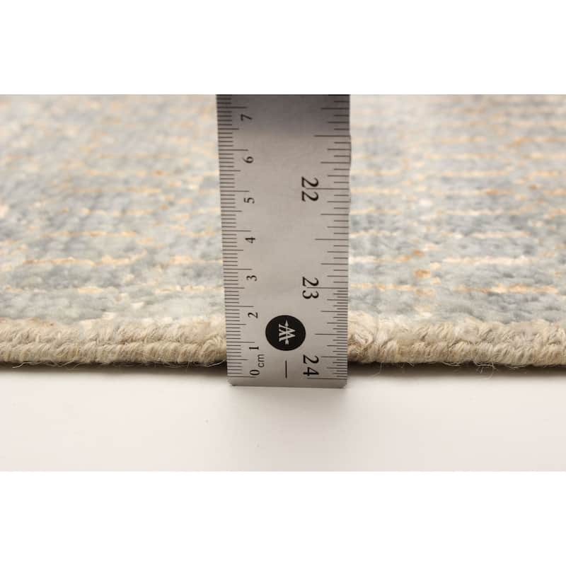 ECARPETGALLERY Hand-knotted Silk Shadow Dark Grey Viscose, Wool Rug - 2'6 x 9'10