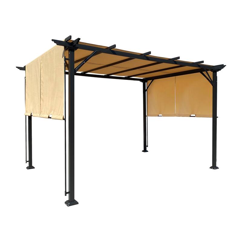 9.5 x 12 Ft Outdoor Pergola Patio Gazebo - khaki