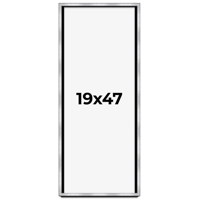 19x47 Shadow Box Frame Silver | 1.375 Inches Deep Real Wood